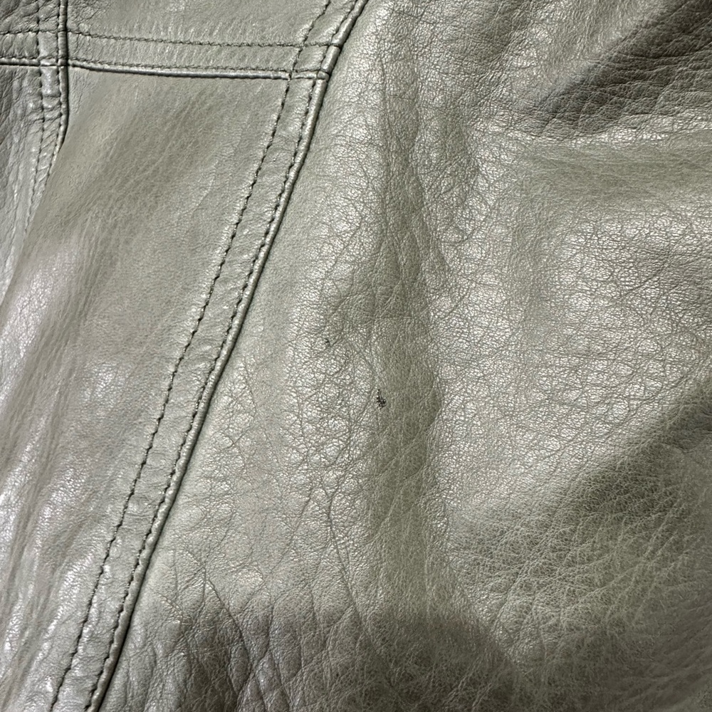 Theory Lambskin Moto Style Leather Jacket, Muted Olive Green, Size Med - Picture 12 of 12